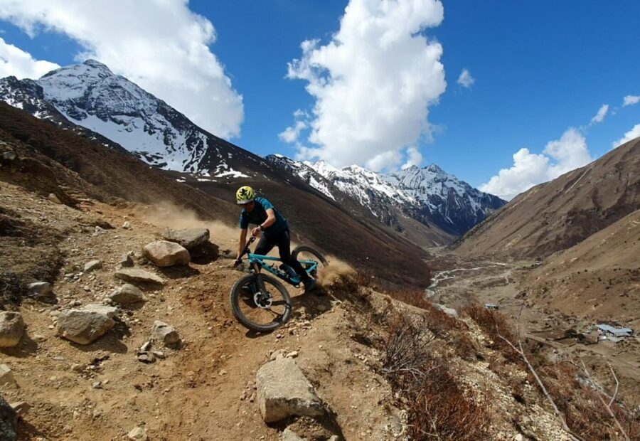 Carving a dusty ridgeline