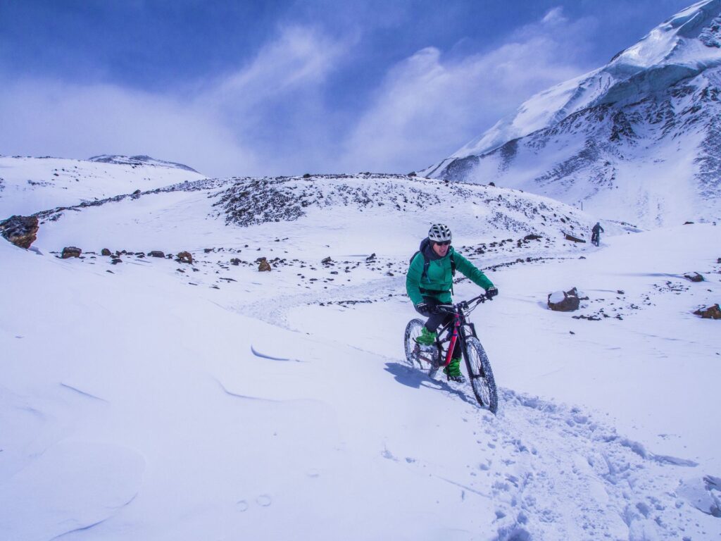 Snow riding below the pass