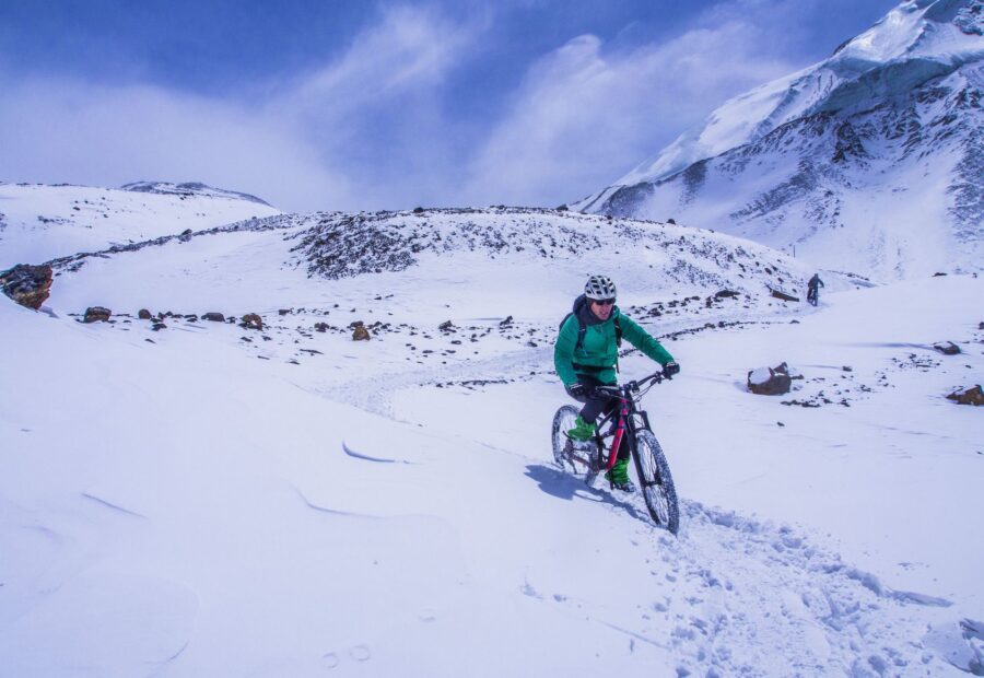 Snow riding below the pass